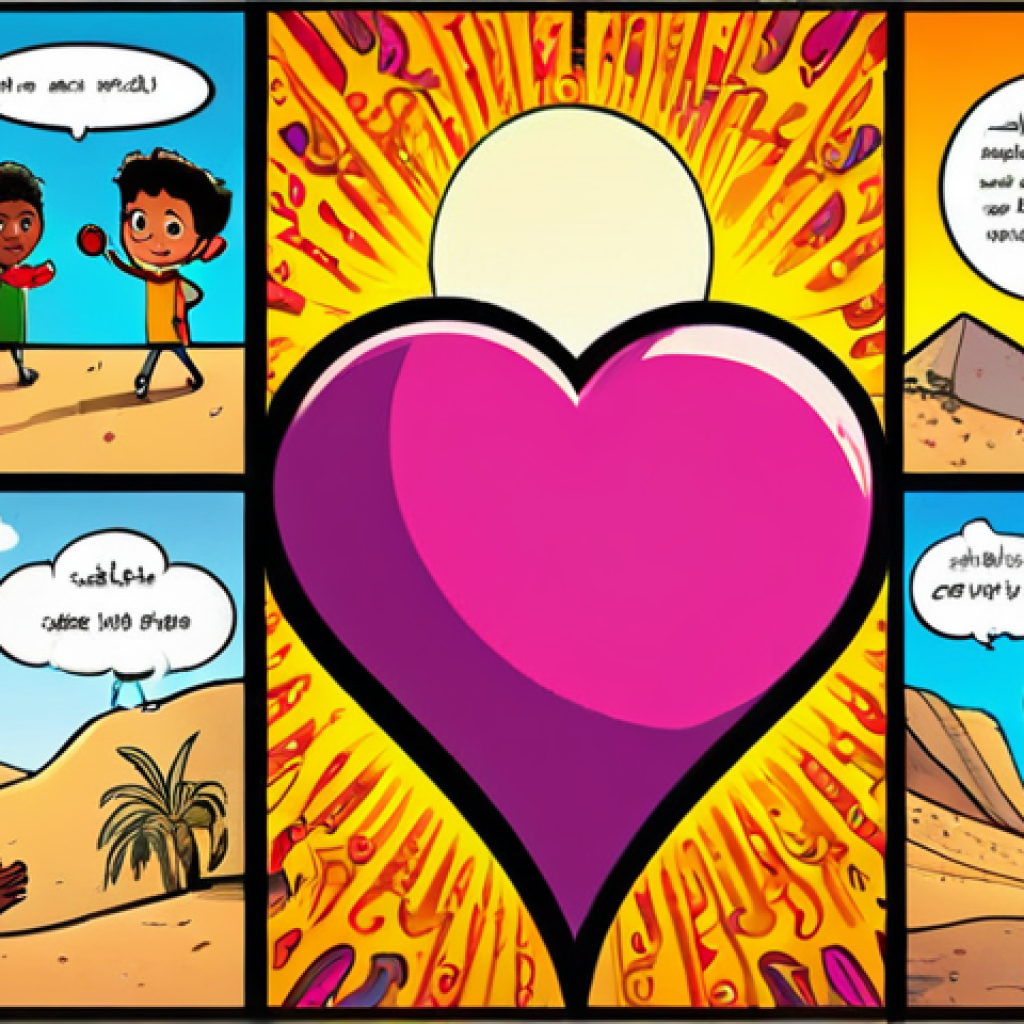 **Image 1 Prompt: "The Storyboard's Core: Transforming Ideas into Engaging Children's Content"**
    A vibrant, conceptual illustration centered around a large, glowing storyboard, stylized as a pulsating "beating heart" or a central hub. From one side, abstract, colorful "idea bubbles" float in, merging into the detailed panels of the storyboard. On the other side, these panels transform into dynamic, highly engaging animated scenes featuring cheerful characters and bright landscapes, captivating the attention of smiling children. A diverse team of creative professionals (writer, artist, director, editor), reflecting an Arabic aesthetic, collaboratively surround the storyboard, symbolizing unity and precision in their work. The background subtly incorporates geometric patterns and warm colors reminiscent of Arabic design, emphasizing the foundational role of the storyboard in creating high-quality, harmonious children's visual content.